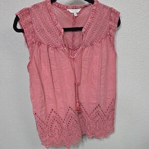 Lucky Brand Lace Trim Blouse